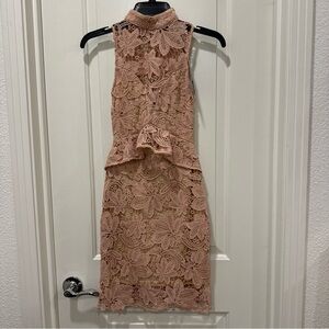 Pretty Little Thing Dusty Pink Lace Bodycon